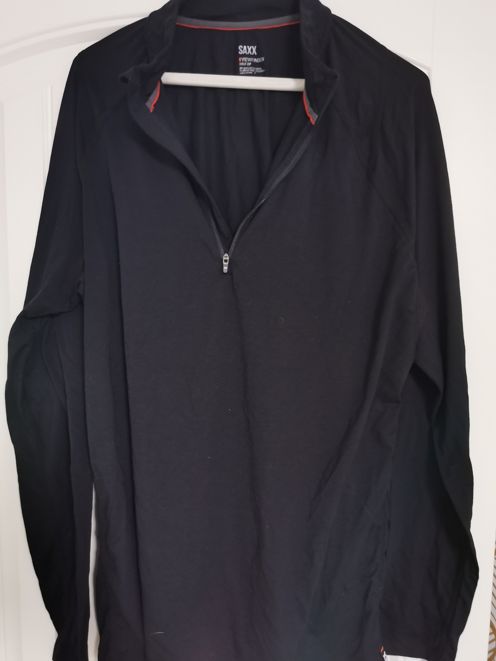 Saxx Viewfinder Half-Zip Sweater Jacket in Black with Red Trim